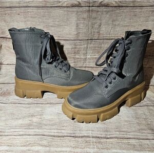 Steve Madden gray tanker-P gray blue  chunky platform lace up combat boots
